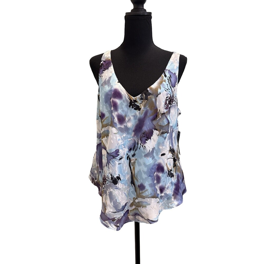 Alex Evenings Women’s Floral V Neck Sleeveless Blouse Size XL
